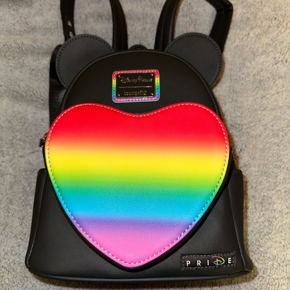 Disney Loungefly PRIDE Mickey Rainbow Heart Backpack - Full Size